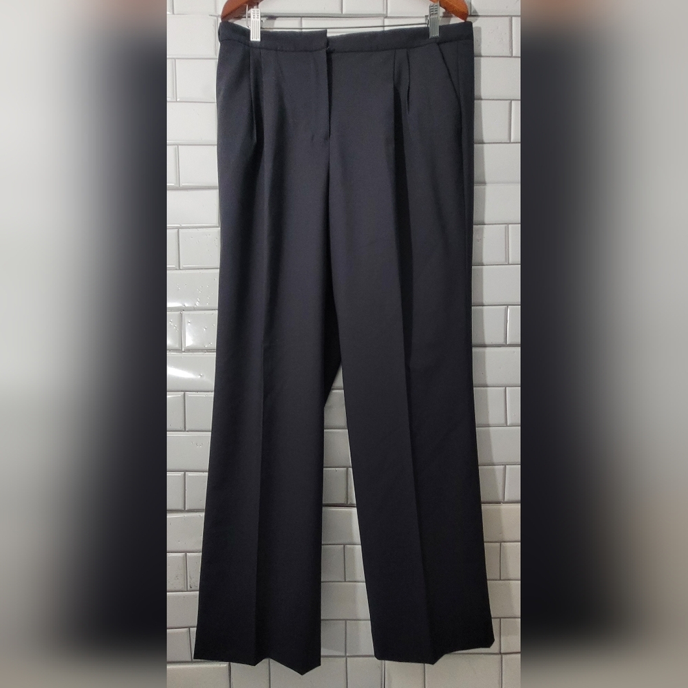 Lands’ End Ladies Navy Blue High Waist Dress Pants Pleated Front Side Pockets St